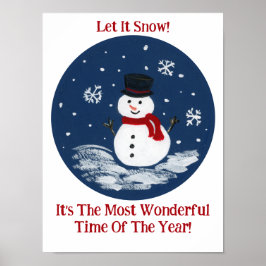 Snögubbe Red Wonderful Time Year PERSONALIZE Poster