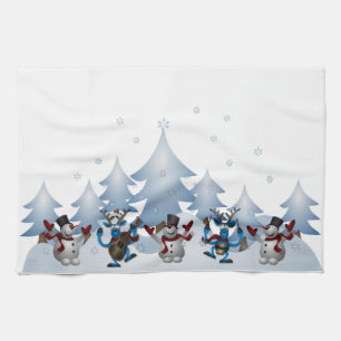 Snögubbe Reindeer Vinter Helgdag jul Kökshandduk