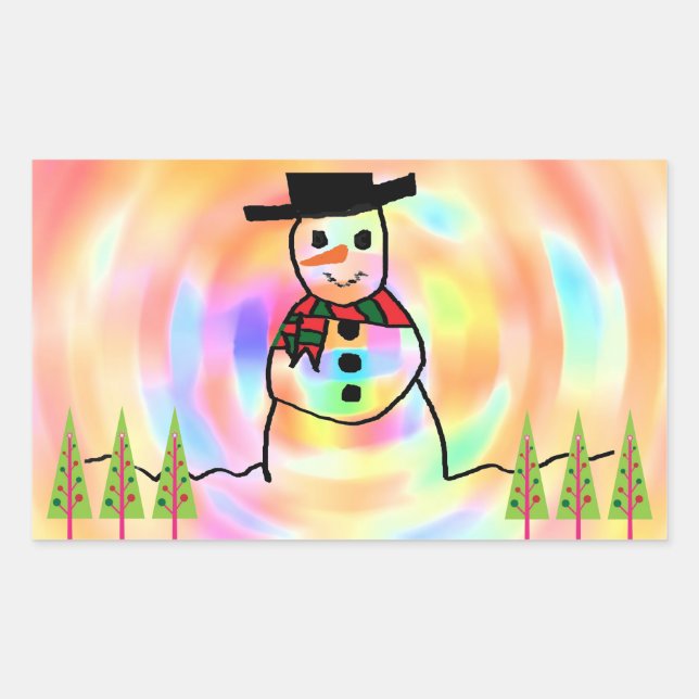 Snögubbe Rektangulärt Klistermärke (Framsida)