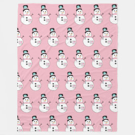 Snögubbe Rosa jul Stor Fleece Blanket