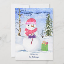 Snögubbe rosa scarf candy-käpp Lycklig snö