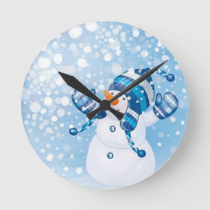 Snögubbe Rund Klocka