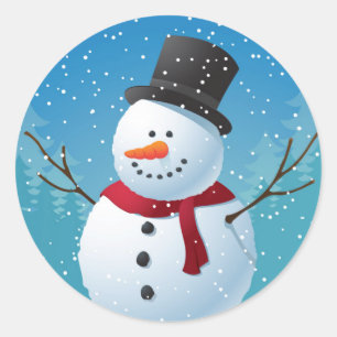 Snögubbe Runt Klistermärke