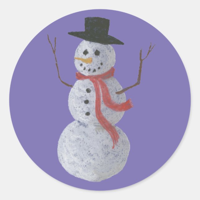 Snögubbe Runt Klistermärke (Framsida)