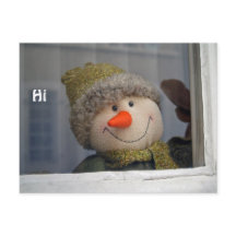 snögubbe säger "hi"