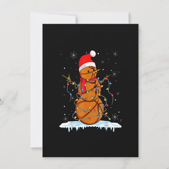 Snögubbe Santa Basketboll Julafton Santa Ljus för  Inbjudningar (Framsida)