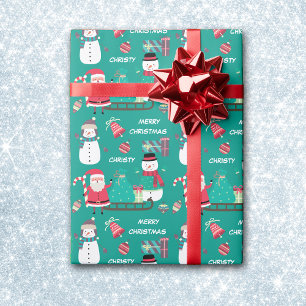 Snögubbe Santa Kids Personlig jul Presentpapper