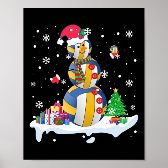 Snögubbe Santa Volleyball spelar Golf Julafton Pla Poster (Framsidan)