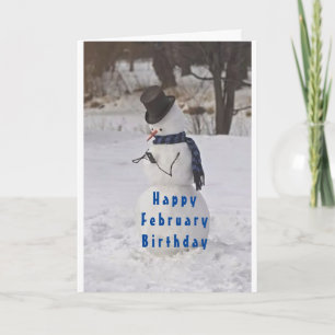 SNÖGUBBE SAYS **LYCKLIG FEBRUARI BIRTHDAY** KORT