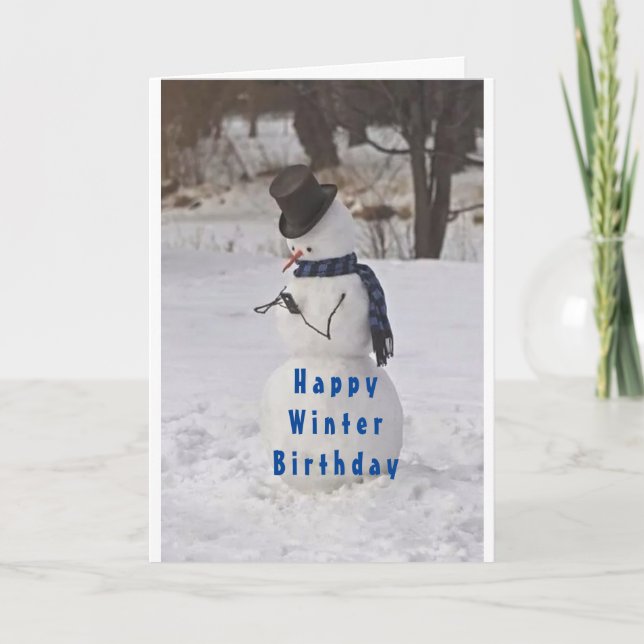 SNÖGUBBE SAYS **LYCKLIG WINTER BIRTHDAY**-KORT KORT (Framsida)