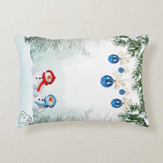 Snögubbe Scene Anpassningsbar Pillow Prydnadskudde (Framsidan)
