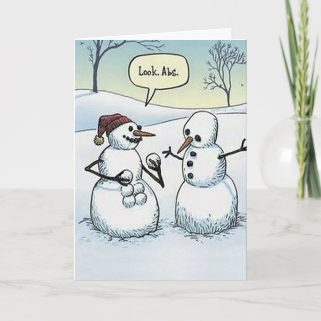 Snögubbe sex kort för packeAbshälsning (Framsida)