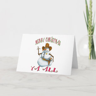 snögubbe sherriff MerryChrsts Ya all Helgkort