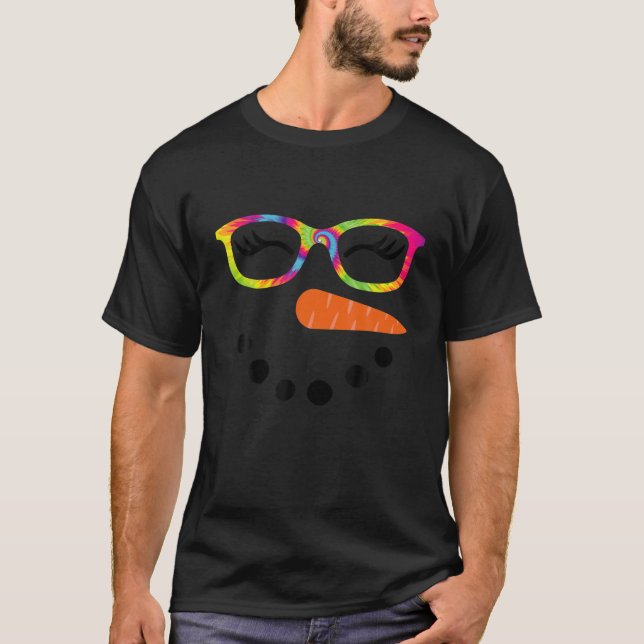 Snögubbe Shirt for Women Eyelash Tie Dye Glasses T Shirt (Framsida)