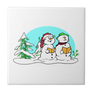 Snögubbe Singing jul Sång Kakelplatta