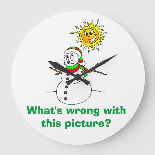 Snögubbe skämtar vad som är fel med Bild Stor Klocka (Framsida)