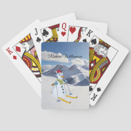 Snögubbe Skier på snöbergen Personalize Casinokort