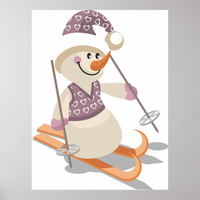 Snögubbe Skiing Poster (Framsidan)