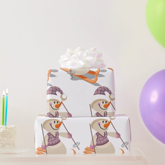 Snögubbe Skiing Presentpapper (Skapare uppladdad)