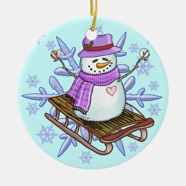 Snögubbe Sled Ornament (Framsidan)