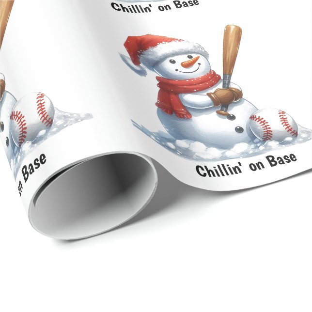 Snögubbe Slugger Chillin på bas Presentpapper (Rullad Hörn)