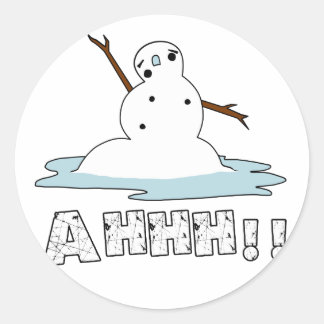 Snögubbe Smälter Runt Klistermärke