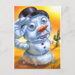 snögubbe_smälter vykort