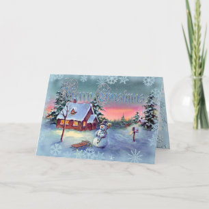 SNÖGUBBE & SNÖFLINGOR av SHARON SHARPE Helgkort