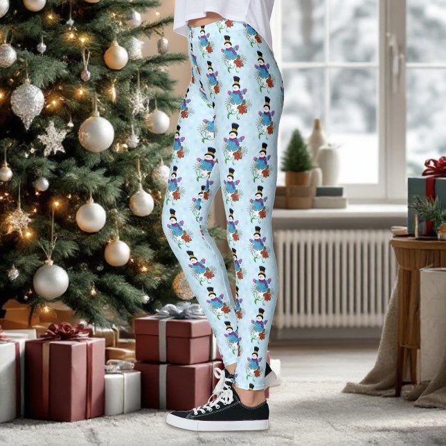 Snögubbe Snöflingor Poinsettia Leggings (Skapare uppladdad)