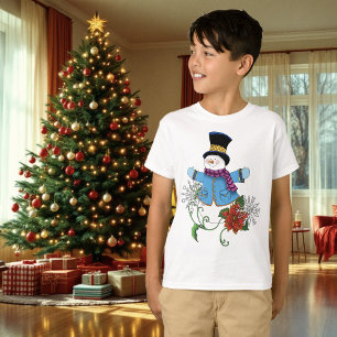 Snögubbe Snöflingor Poinsettia T Shirt