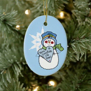 Snögubbe Snowflake Family Home Blue jul Julgransprydnad Keramik