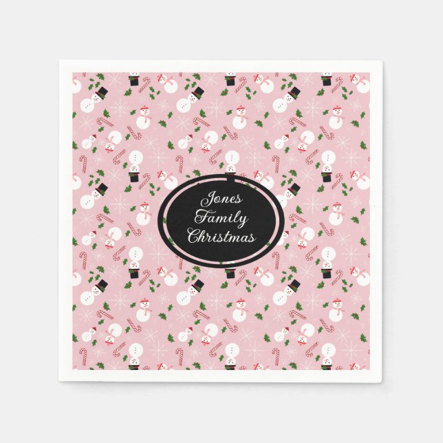 Snögubbe Snowflake-Helgdag Personlig Pappersservett (Framsidan)