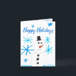 Snögubbe Snowflake Scene by Ryan Helgdag Card Anteckningskort<br><div class="desc">Det här kortet visar originalkonst av Ryan,  en överlevande från barncancer. Intäkterna från dessa inköp går till barnens vänner med cancer. Läs mer på friendsofkids.org eller ring 314.275.7440.</div>