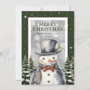 Snögubbe Snowflake Watercolor God jul Julkort