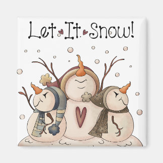 Snögubbe Snowflake Winter Land primitive Magnet