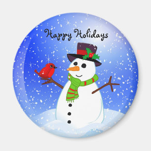 Snögubbe Snowglobe - glad helgmagnet Magnet