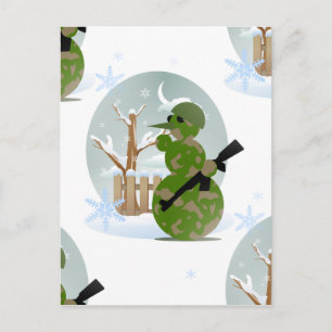 snögubbe soldat christmas helg vykort