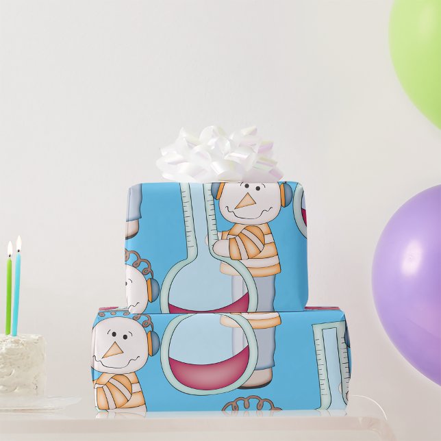 Snögubbe som kontrollerar temperaturen presentpapper (Skapare uppladdad)