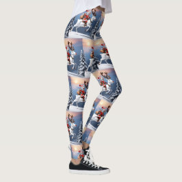 Snögubbe som kör en renare julklapp leggings