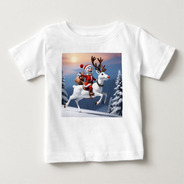 Snögubbe som kör en renare julklapp t shirt (Framsida)