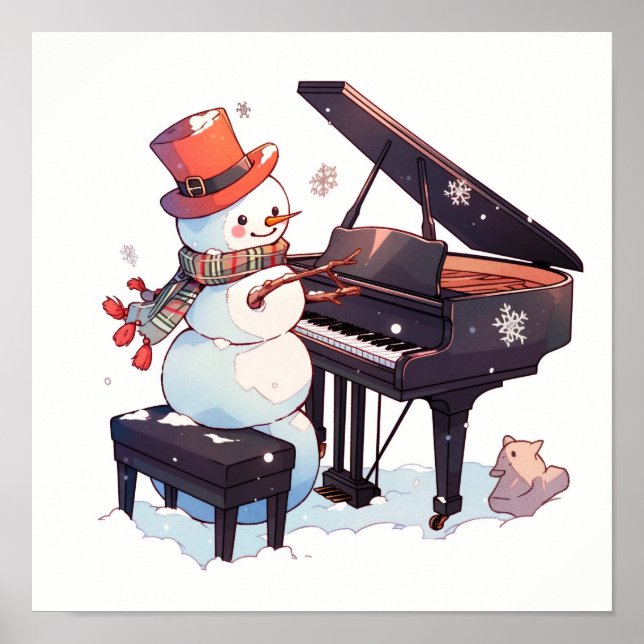 Snögubbe som spelar Piano Poster (Framsidan)
