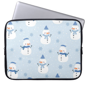 Snögubbe sömlöst mönster,vinterbakgrund,vinter laptop fodral