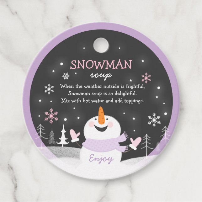 Snögubbe Soppa-julens Hett Chocolate Gift Gåvor Etiketter (Framsida)