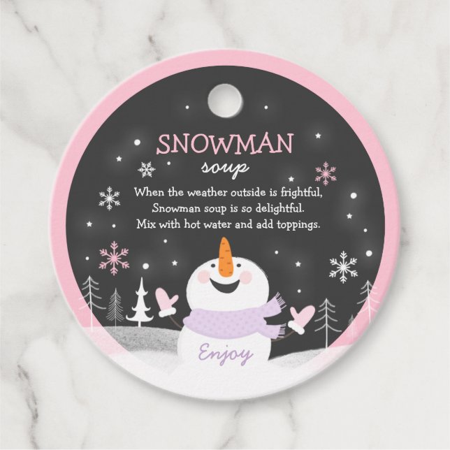 Snögubbe Soppa-julens Hett Chocolate Gift Gåvor Etiketter (Framsida)