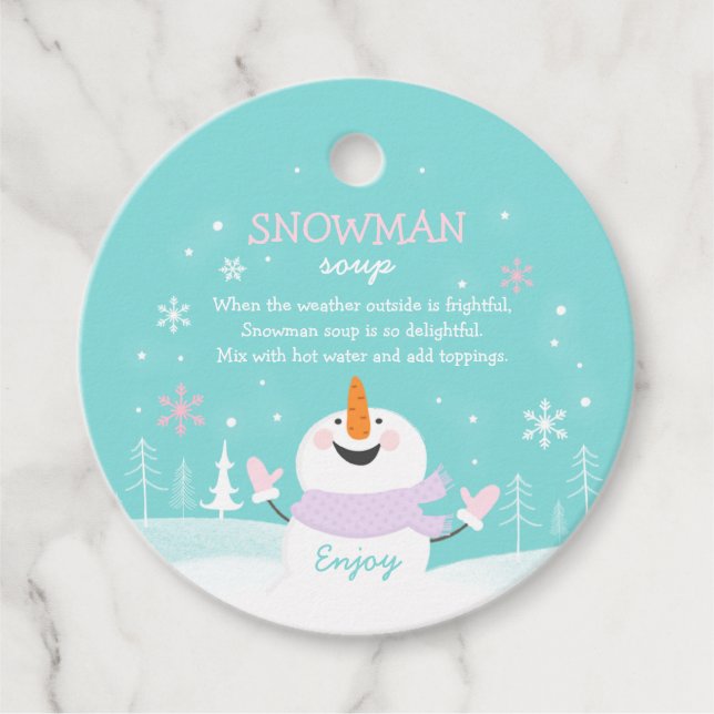 Snögubbe Soppa-julens Hett Chocolate Gift Gåvor Etiketter (Framsida)