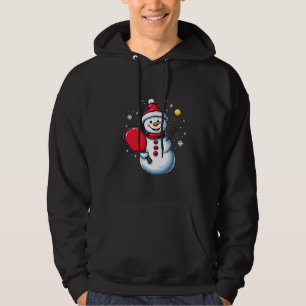 Snögubbe spelar Pickleball-sport jul Älskare Hoodie