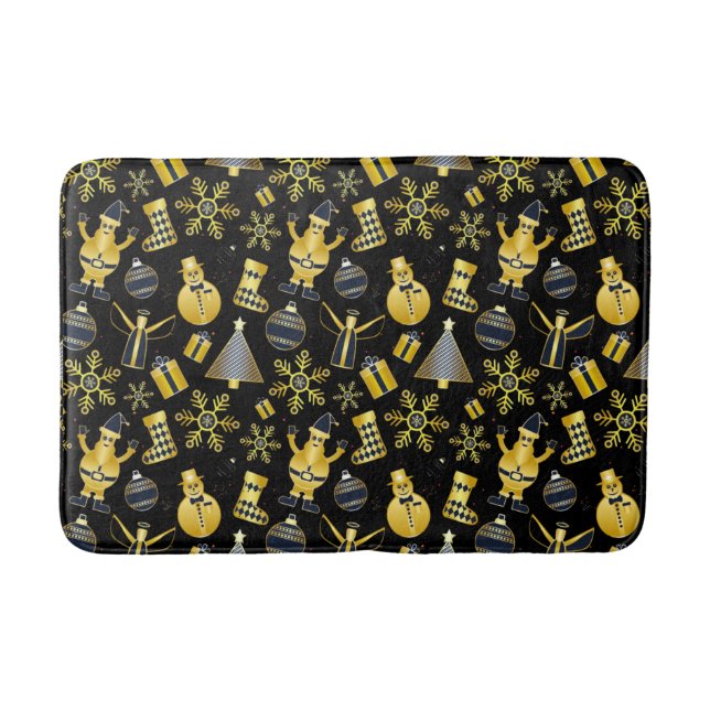 Snögubbe-stamgåvan i Guld, jul, Mönster Badrumsmatta (Framsidan)