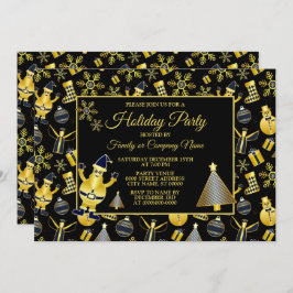 Snögubbe-stamgåvan i Guld, jul, Mönster Inbjudningar