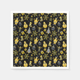 Snögubbe-stamgåvan i Guld, jul, Mönster Pappersservett