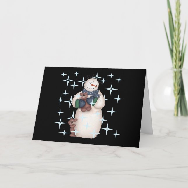 Snögubbe Starry Night Helgkort (Framsida)